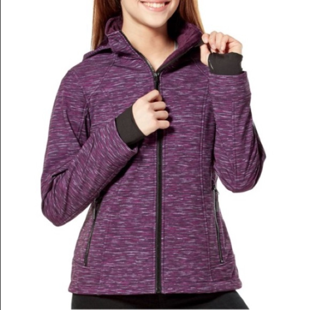 Free Country Hooded Super Softshell Jacket, Purple Pattern Z.